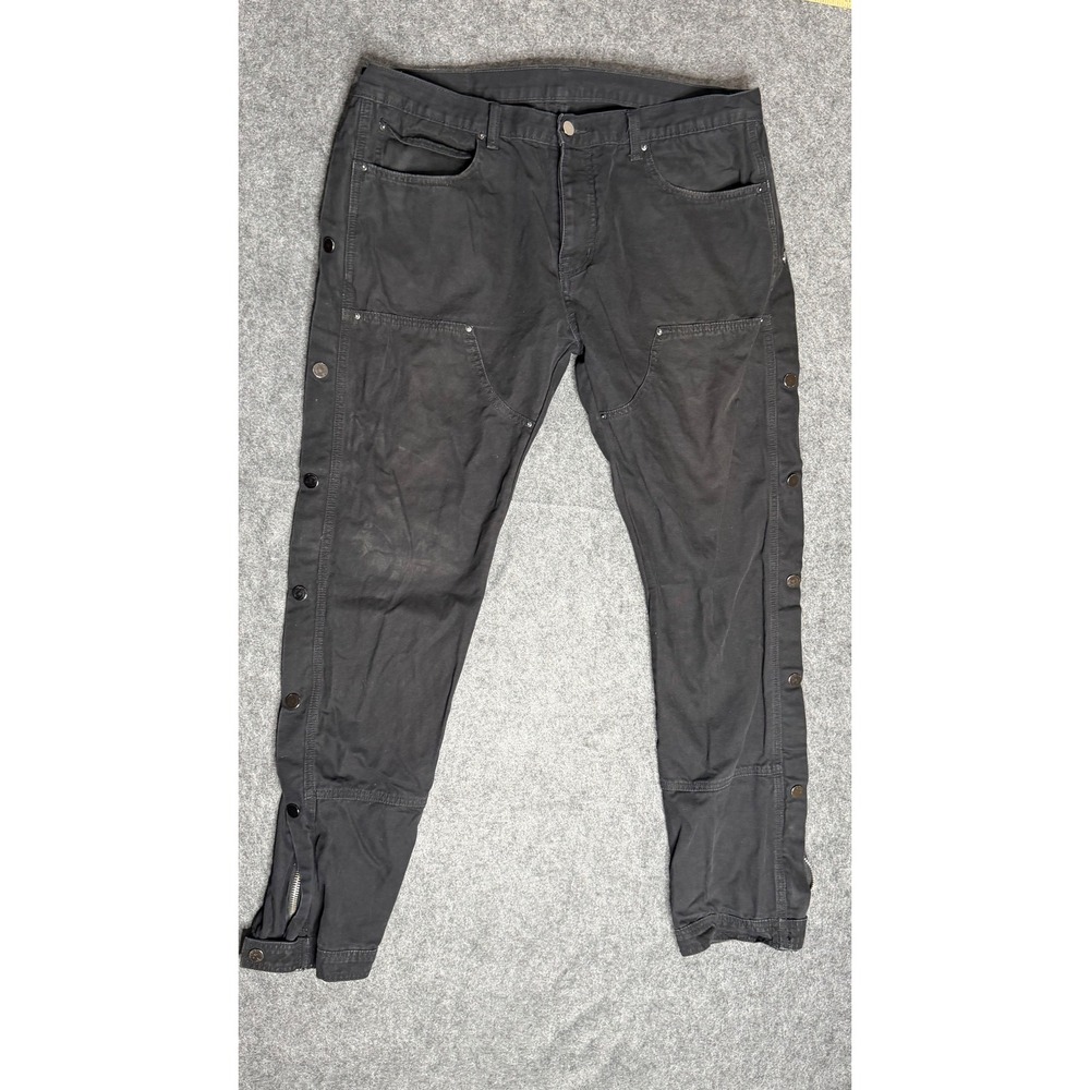 mnml Snap Cargo Pants Mens 36 Washed Black Double Knee‎ Zipper Ankle Streetwear